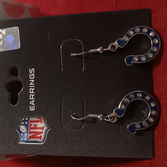 NFL COLTS dangle earrings with rhinestones nwt. - Picture 2 of 4